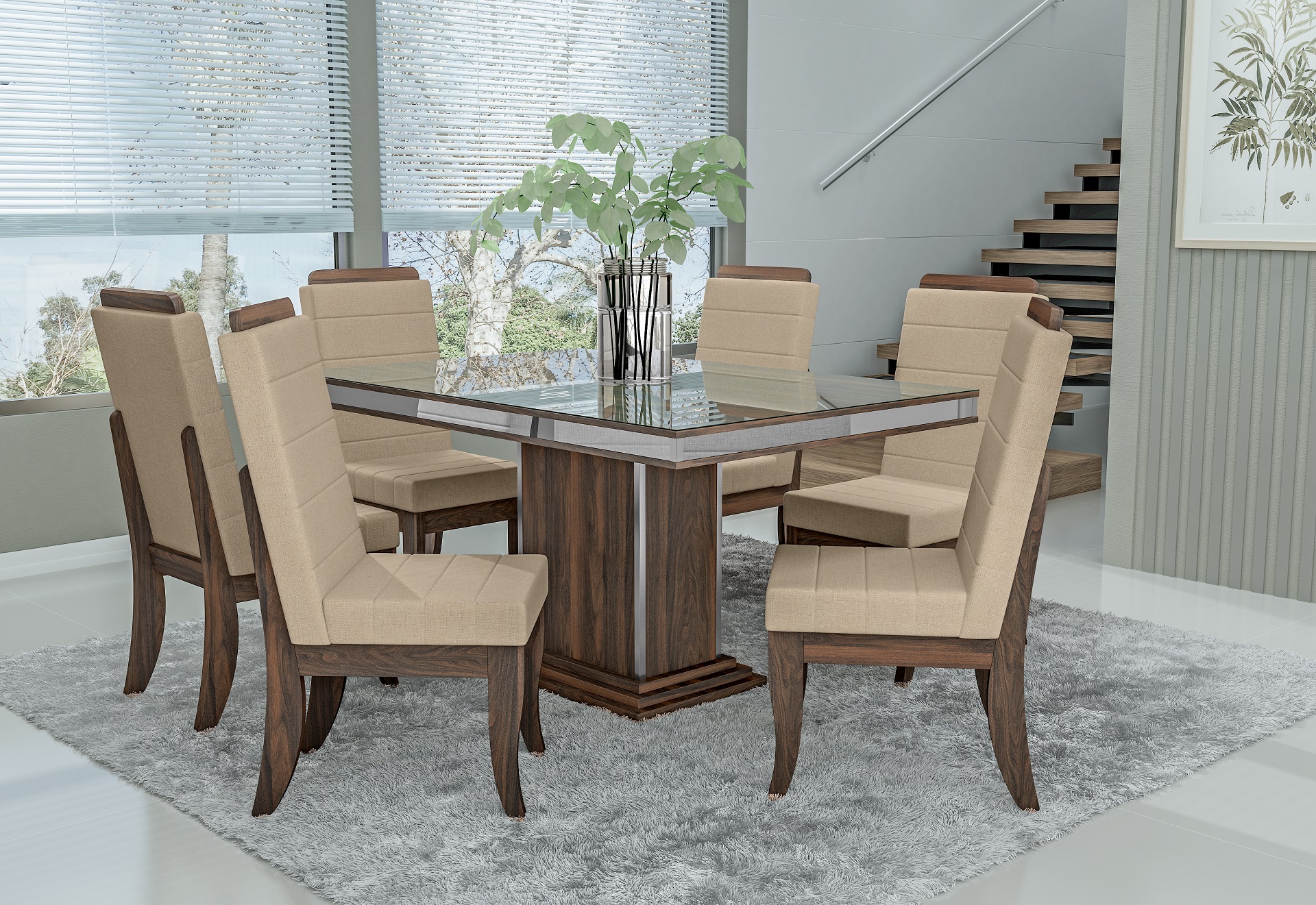 Conjunto Mesa de Jantar Madetal Paris com 4 Cad Texas